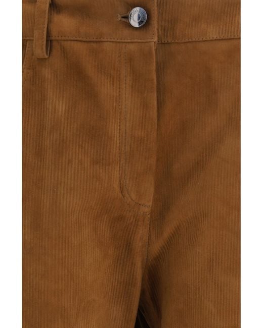 Magda Butrym Brown Corduroy-Effect Leather Pants