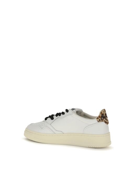 Autry White Medalist Low Leather Sneakers/Leopard
