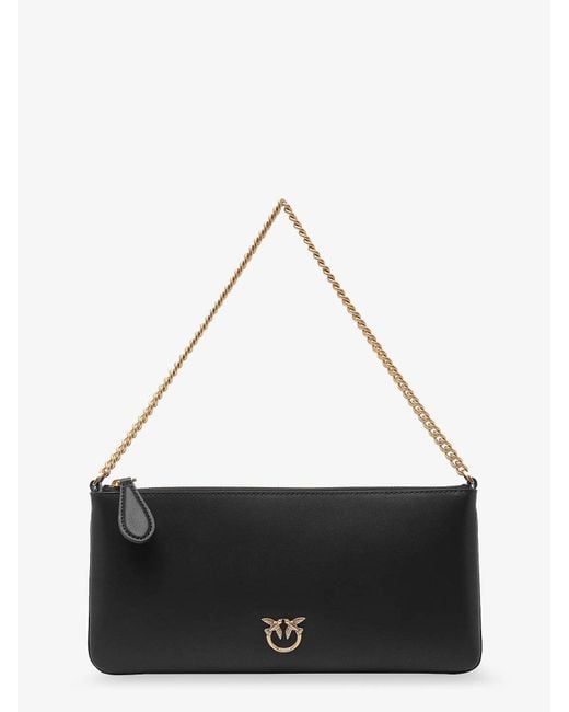 Pinko White Horizontal Flat Leather Shoulder Bag