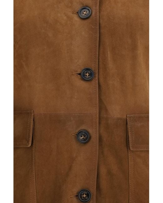 Valstar Brown Suede Long Jacket Tobacco