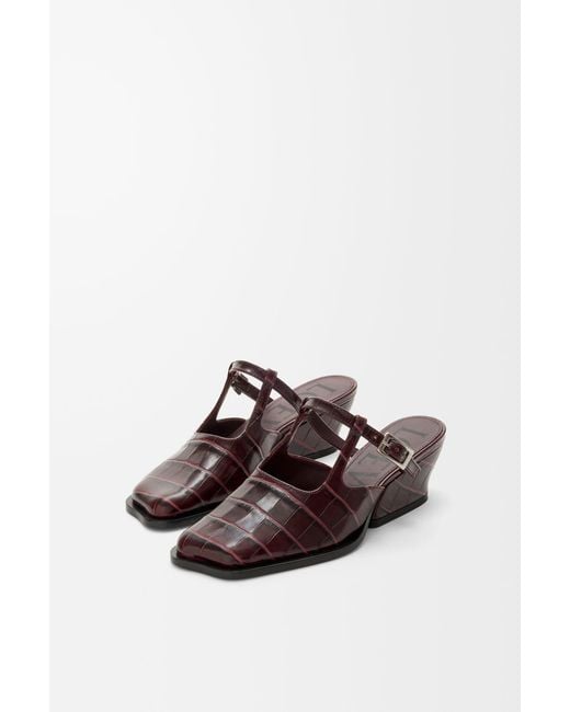 Loewe White Onda Leather Sabot Bordeaux