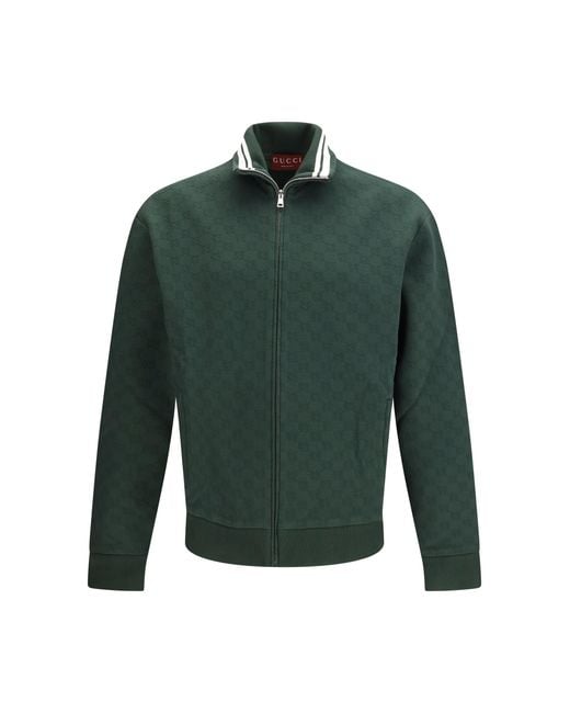 Gucci Green Gg Technical Jersey Zip Jacket for men