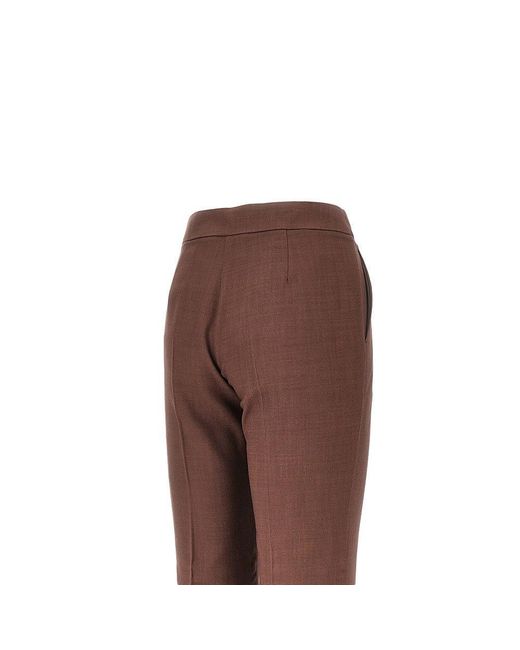 Pinko Brown Stretch Viscose-Blend Flared Pants