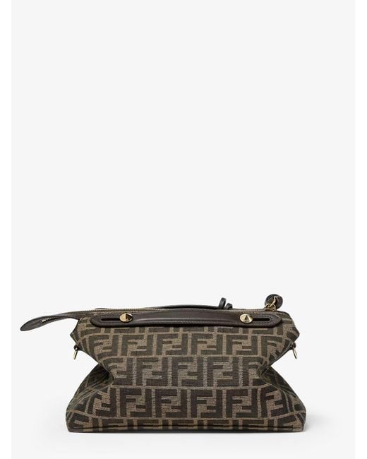 Fendi White By The Way Soft Medium Ff Jacquard Fabric And Leather