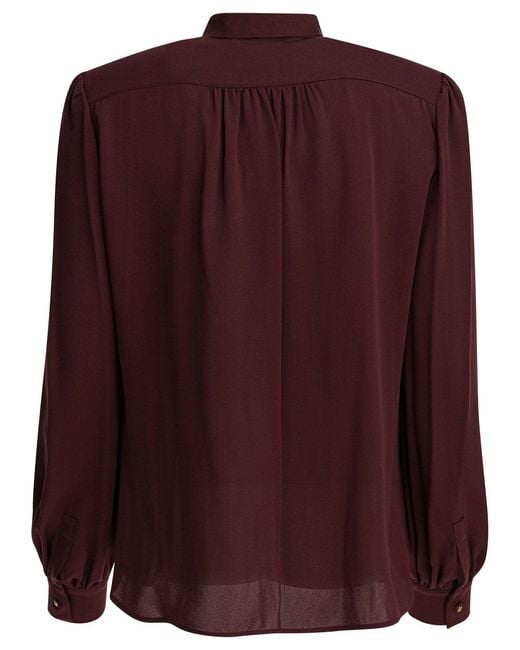Max Mara Purple Silk Button-Up Shirt