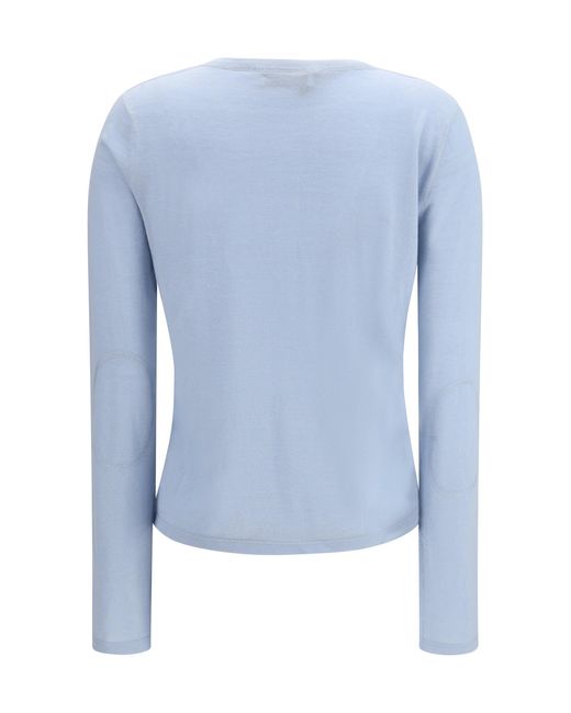 Miu Miu Blue Cashmere Henley T-Shirt