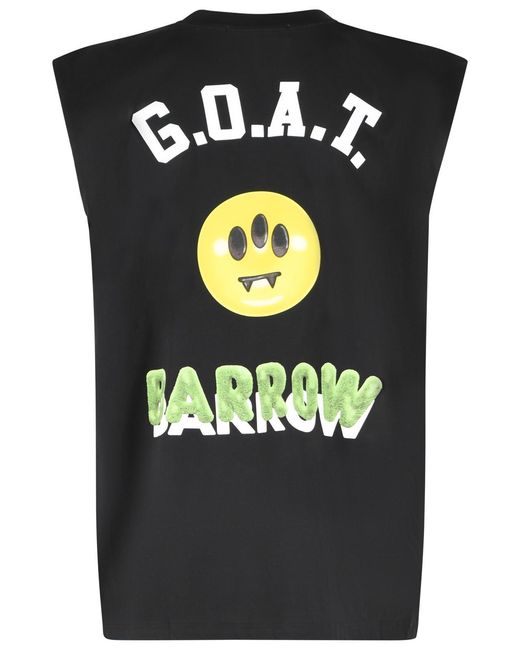 Barrow Black Cotton Tank Top for men