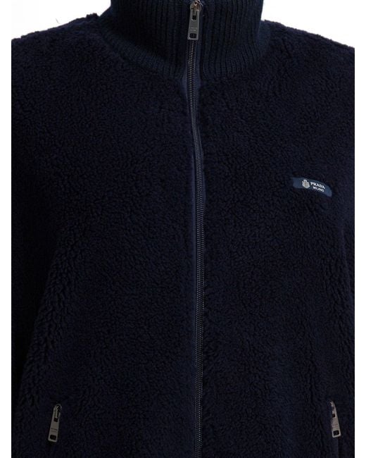 Prada Blue Wool-Blend Fleece Jacket
