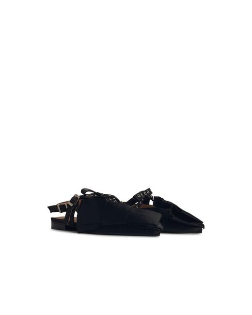 Ganni White 'Big Bow' Polyester Ballet Flats