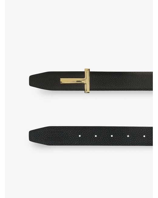 Tom Ford White Reversible Hammered Leather Belt for men