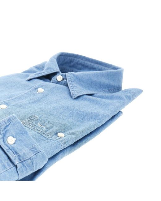 Aspesi Blue 'New C Slim' Cotton Denim Shirt for men