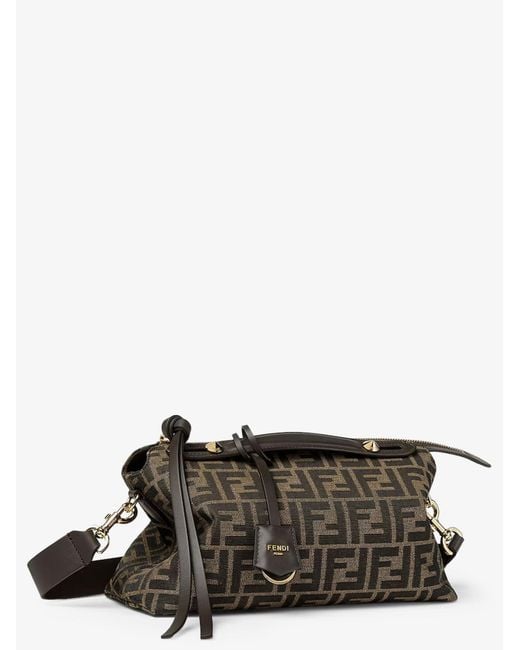 Fendi White By The Way Soft Medium Ff Jacquard Fabric And Leather