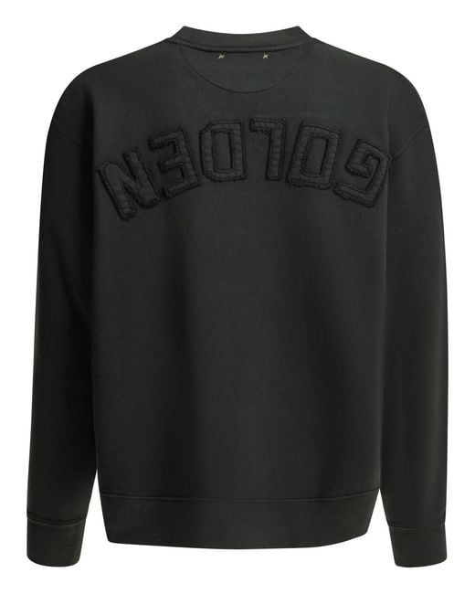 Golden Goose Deluxe Brand Black Crewneck Sweatshirt With Reverse Logo for men