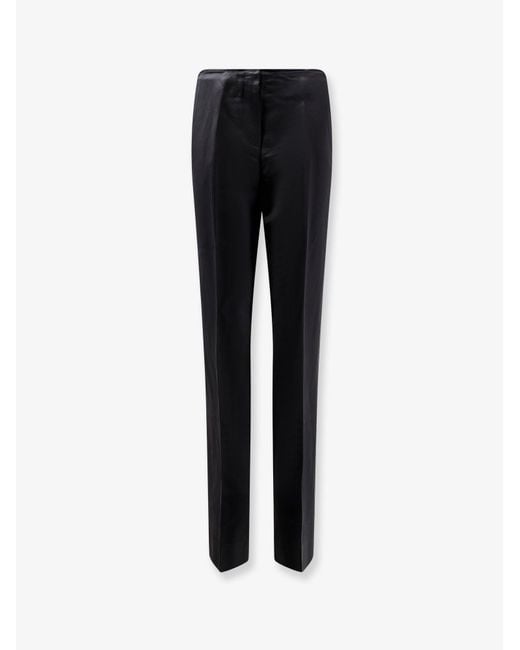 Totême Black Easy Raw Edge Viscose And Linen Trousers