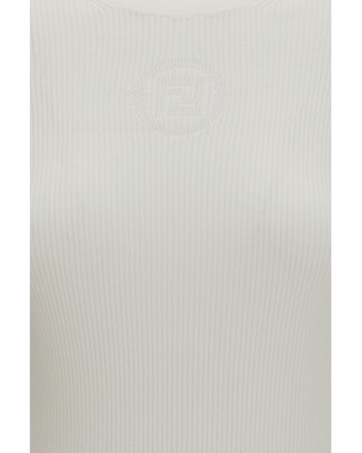 Fendi White Short-Sleeve Cotton Sweater