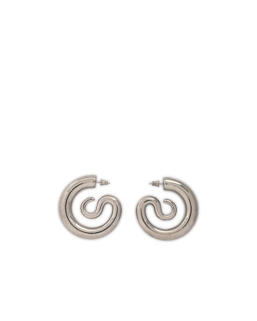 Panconesi White Serpent Hoops Medium Earrings