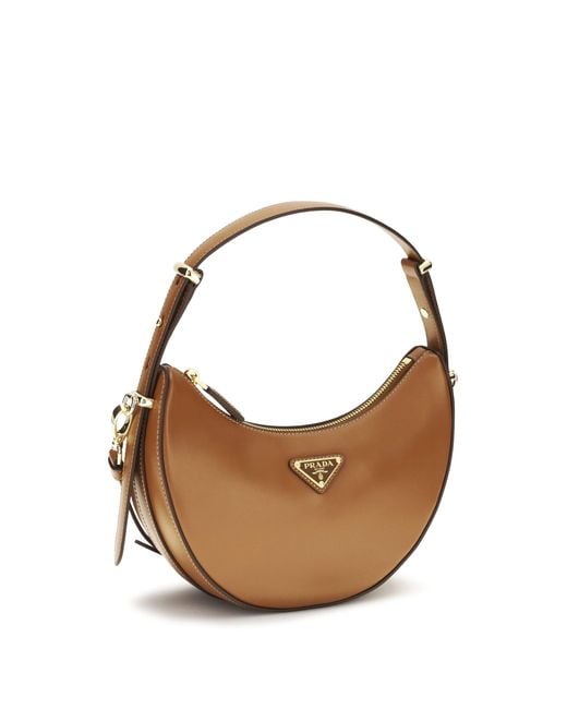 Prada Brown Small Arqué Shoulder Bag Cognac