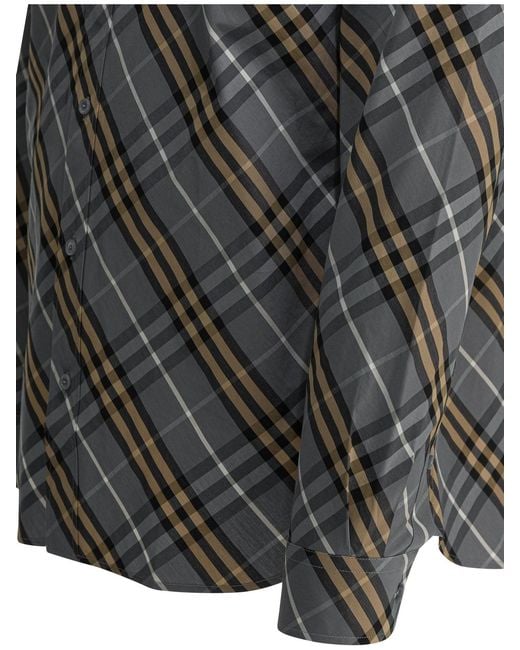 Burberry Gray Robert Check Shirts Blue for men