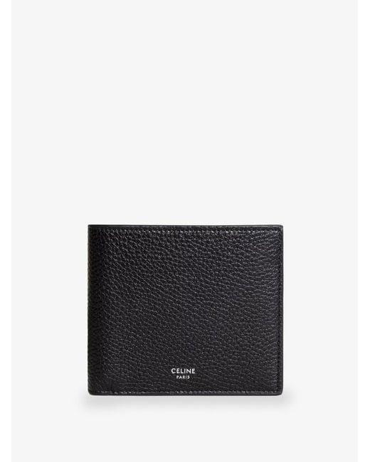 Céline Black Bi-Fold Leather Wallet With Coin for men