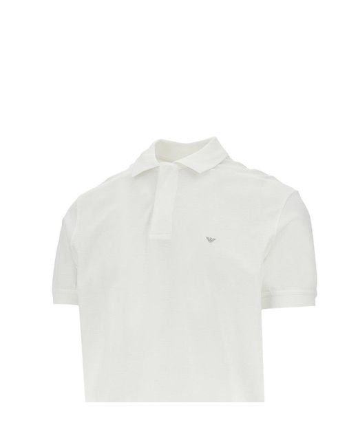 Emporio Armani White Travel Essential Lyocell And Cotton Polo for men
