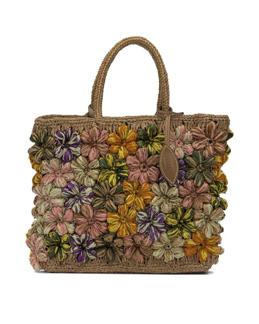 AFAR Brown Flower Small Cognac Shoulder Bag