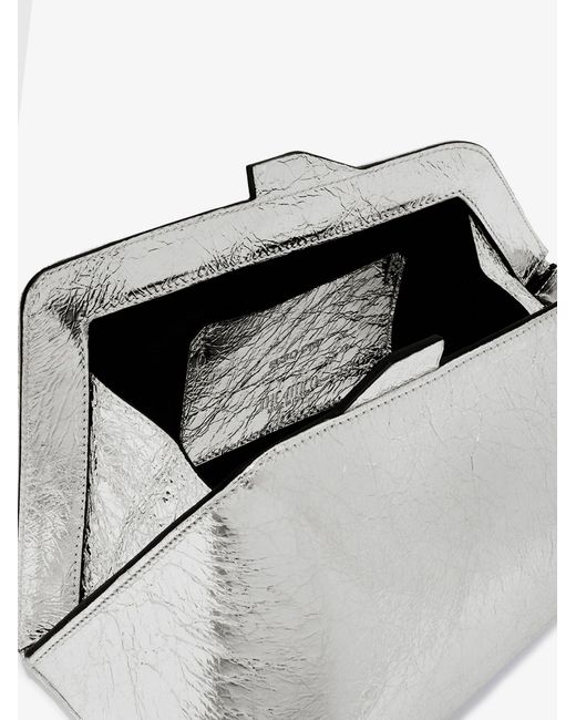 The Attico White 8.30 Pm Laminated Leather Clutch Bag With Logo Engraved On The Bottom