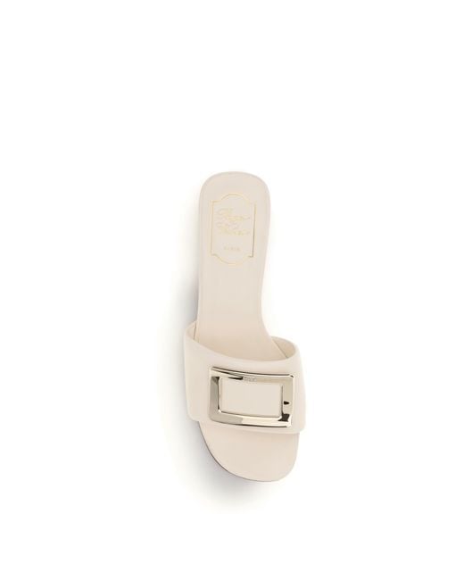 Roger Vivier White Leather Slide Sandals
