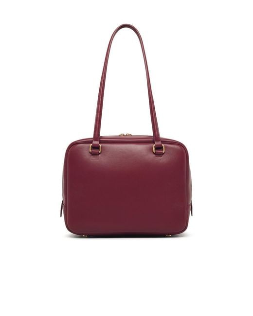 Jil Sander Red Medium 'Vision' Leather Bag