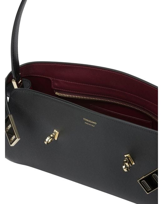 Ferragamo Black "Hug East-West" Medium Shoulder Bag