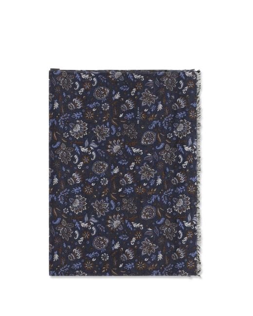 Kiton Blue Scarf Paisley Silk for men