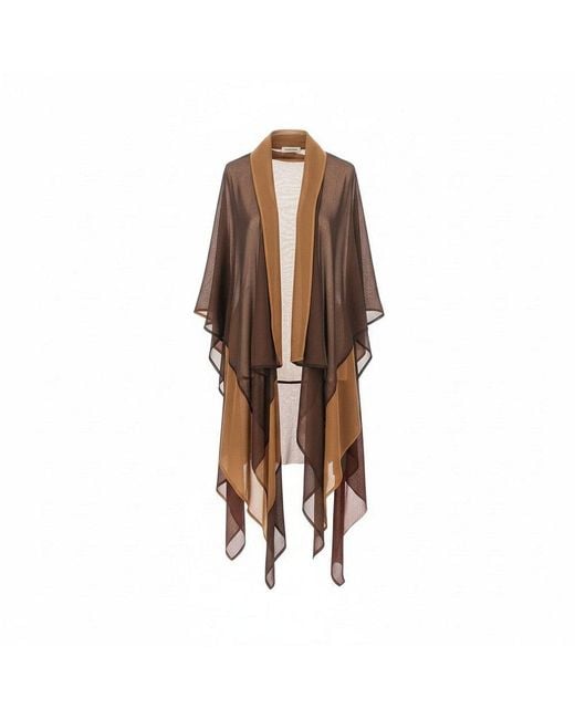 Alberta Ferretti Brown Silk Chiffon Dust Coat