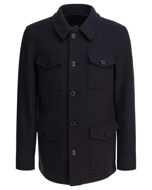 Tom Ford Blue Virgin Wool Coat Jackets And Coats for men