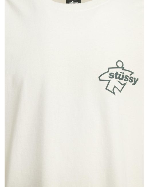 Stussy White Cotton T-Shirt With Front Print for men