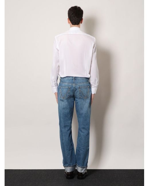 Bottega Veneta Blue Wide Leg Jeans With Turn Up for men