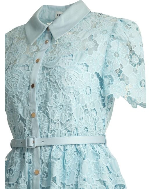 Self-Portrait Blue Lace Midi Dress