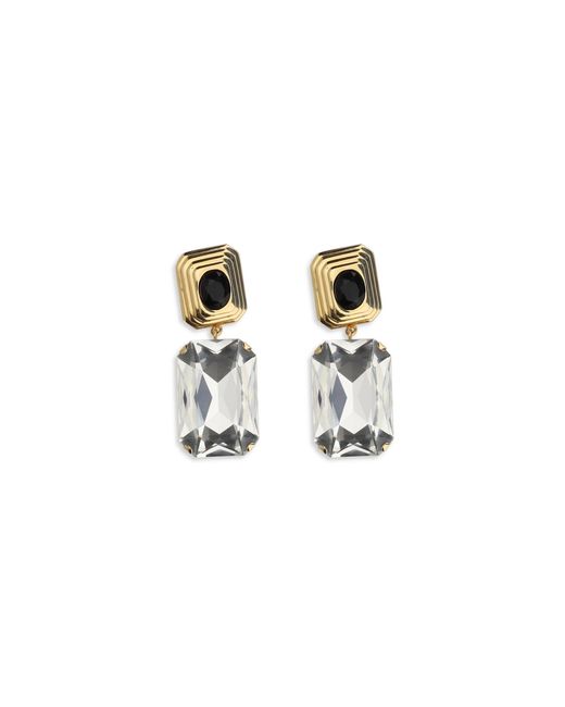 Alessandra Rich White Crystal Drop Clip-On Earrings-Cry
