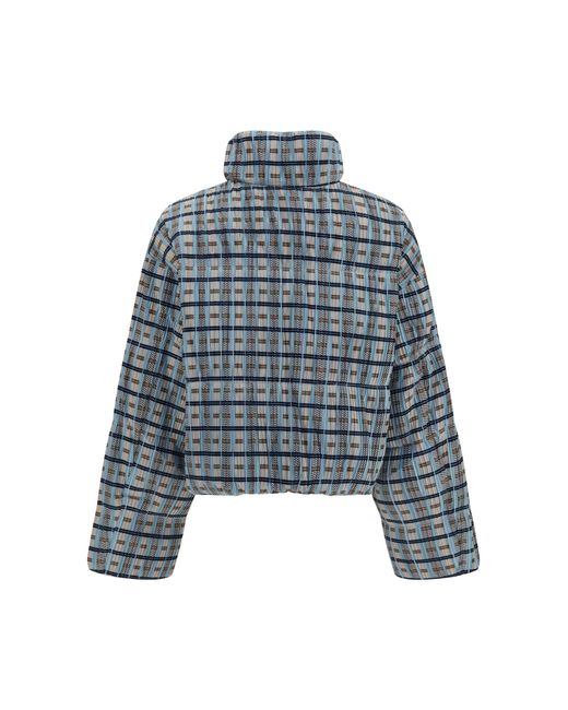GONGDID DESIGN Blue Short Padded High-Neck Jacket
