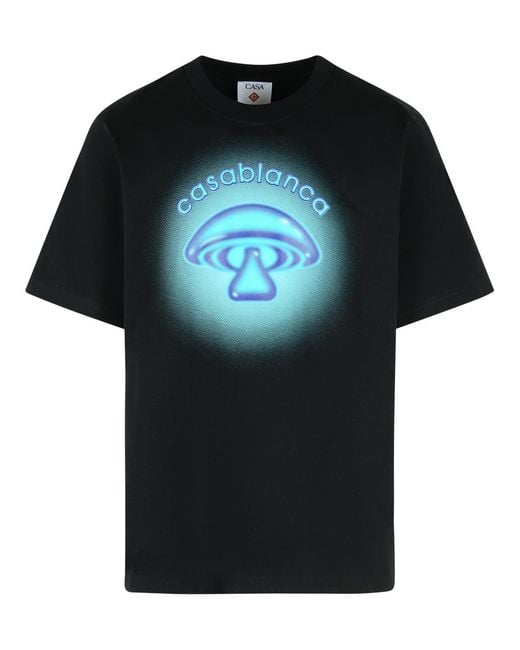 Casablanca Black 'Airbrush Mushroom' Cotton T-Shirt for men