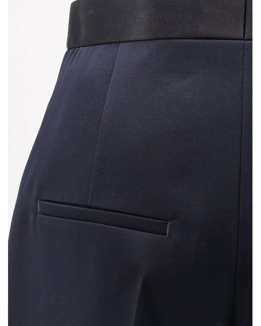 Bottega Veneta Blue Wool Trousers With Satin Waistband
