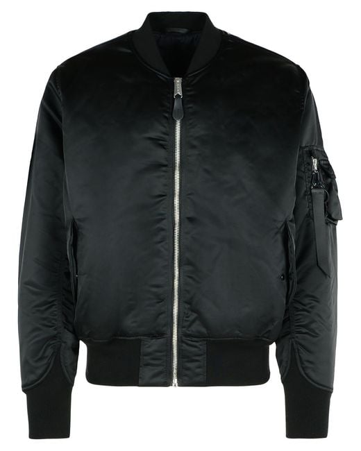 Alpha Industries Black 'Flight' Nylon Bomber Jacket for men