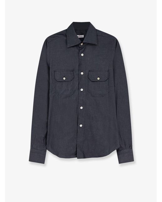 Kiton Blue Shirts Cotone for men