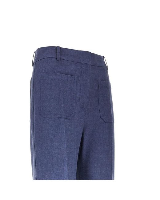 Victoria Beckham Blue 'Alina' Wool-Blend Pants