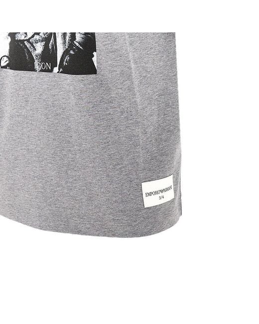 Emporio Armani Gray Icon Photographic Print T-Shirt for men