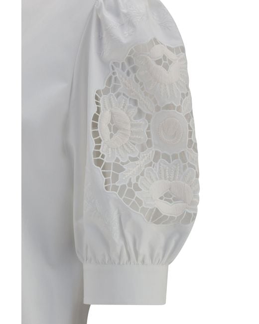 Valentino Gray Shirt With Sangallo Lace Sleeves