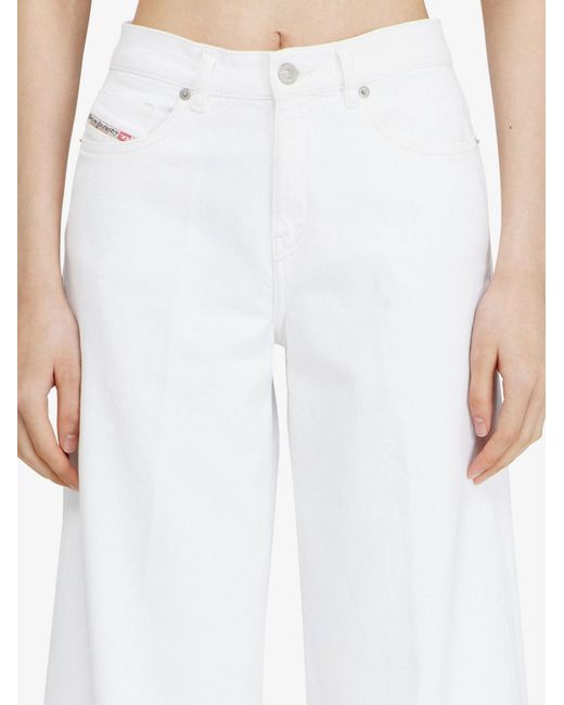 DIESEL White Cotton Blend Trousers