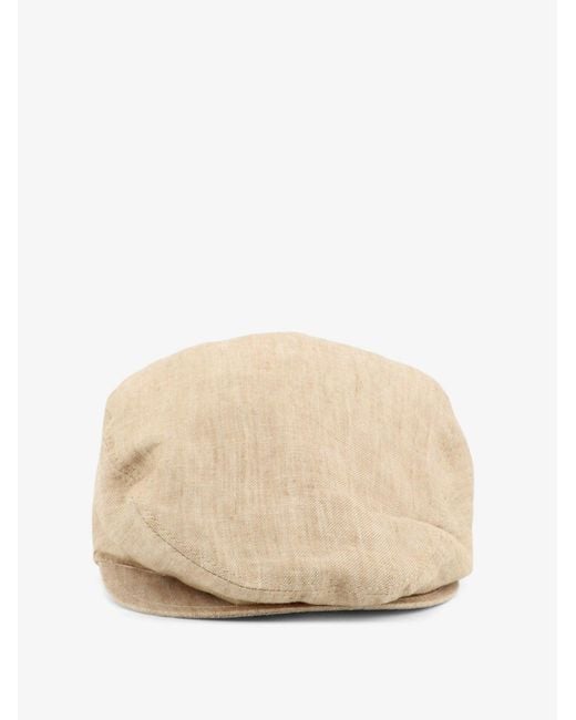 Dolce & Gabbana Natural Linen Hat With Embroidered Logo for men