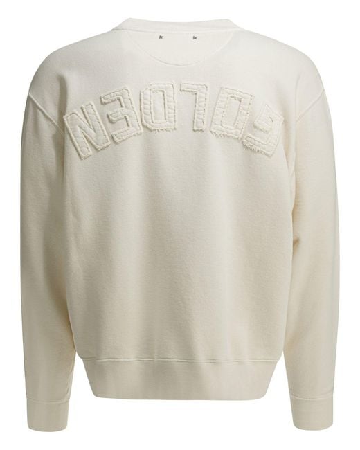 Golden Goose Deluxe Brand Crewneck Sweatshirt With Reverse Logo Sweatshirts White for men