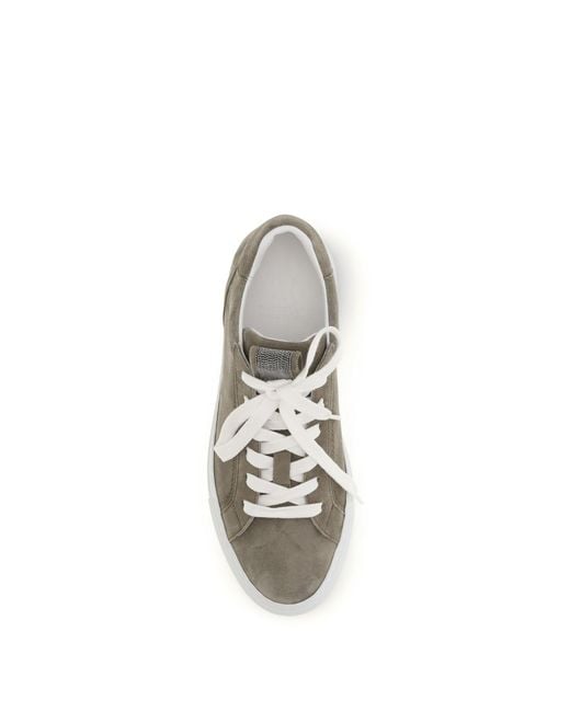 Brunello Cucinelli White Suede Sneakers With Precious Loop