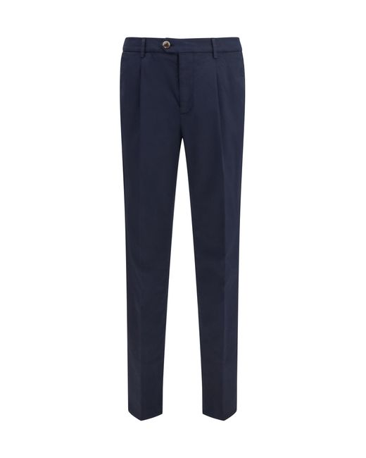 Brunello Cucinelli Blue Cotton Blend Chino Pants for men