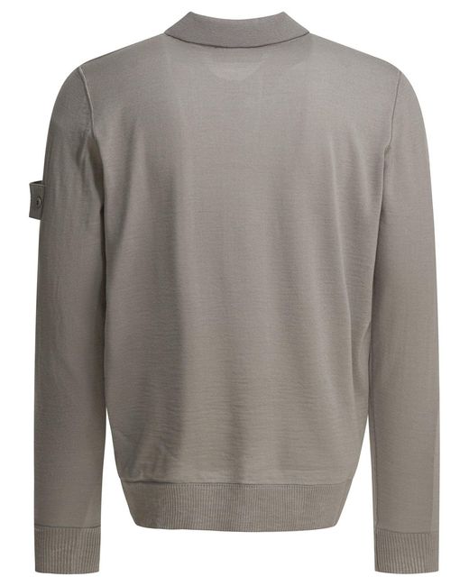 Stone Island Gray Wool Polo Sweater for men
